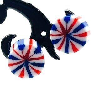 Red White Blue Earrings Pierced Striped Union Jack Candy USA Patriotic